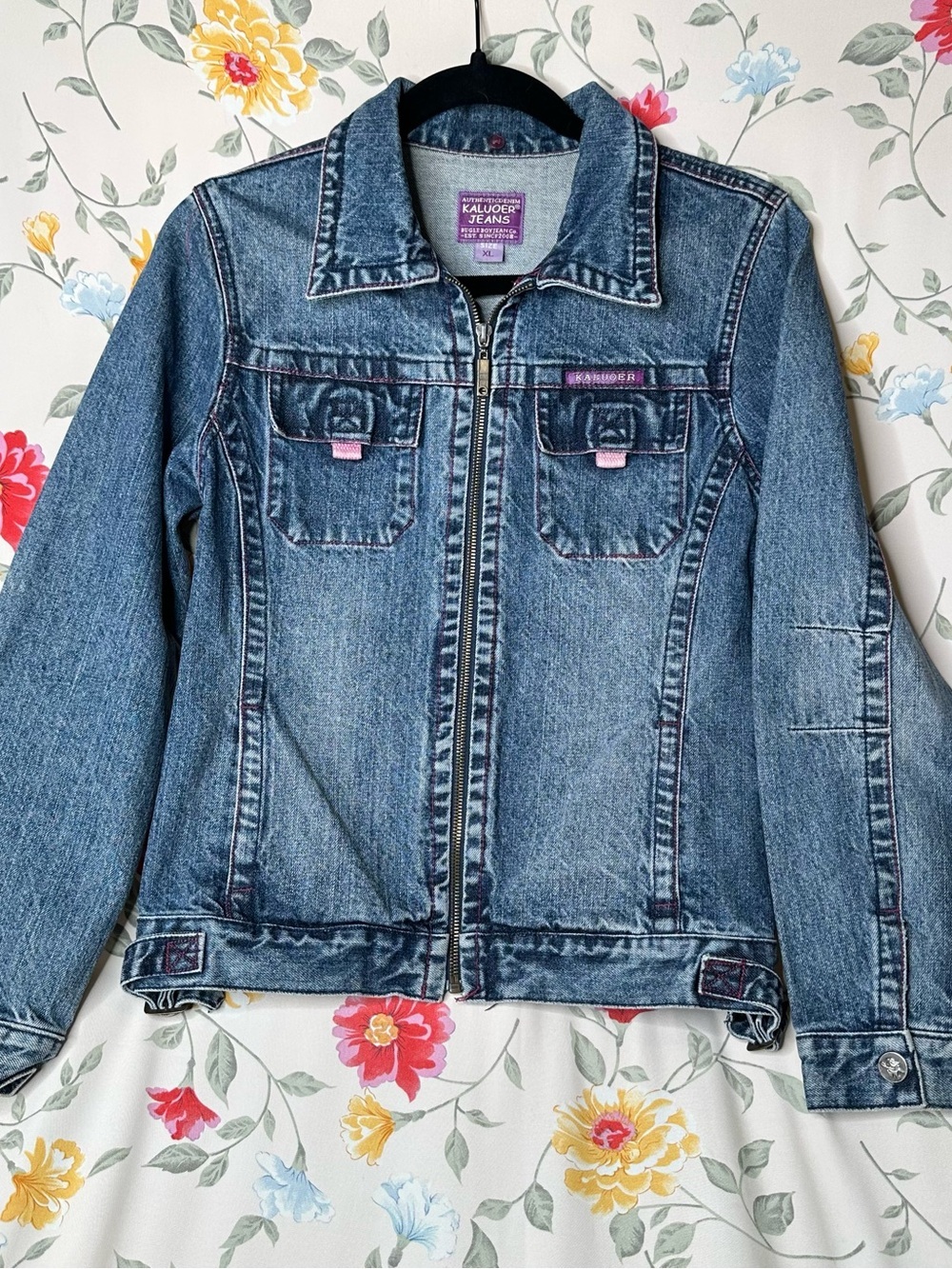 BUGLEBOYJEANCo. | Vintage | Kaluoer Blue/ Pink Denim Zip Jacket | Girls XL